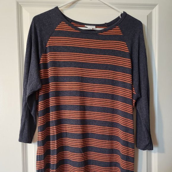 Lularoe Orange and Gray Striped Randy Shirt‎ - Picture 1 of 4